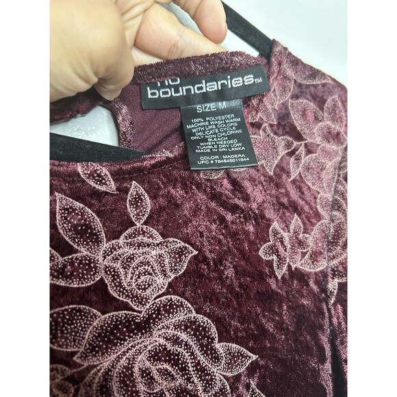 Vintage Y2K Velvet Maxi Dress Whimsigoth Burgundy Floral Fairy Grunge Size Med - Picture 2 of 7